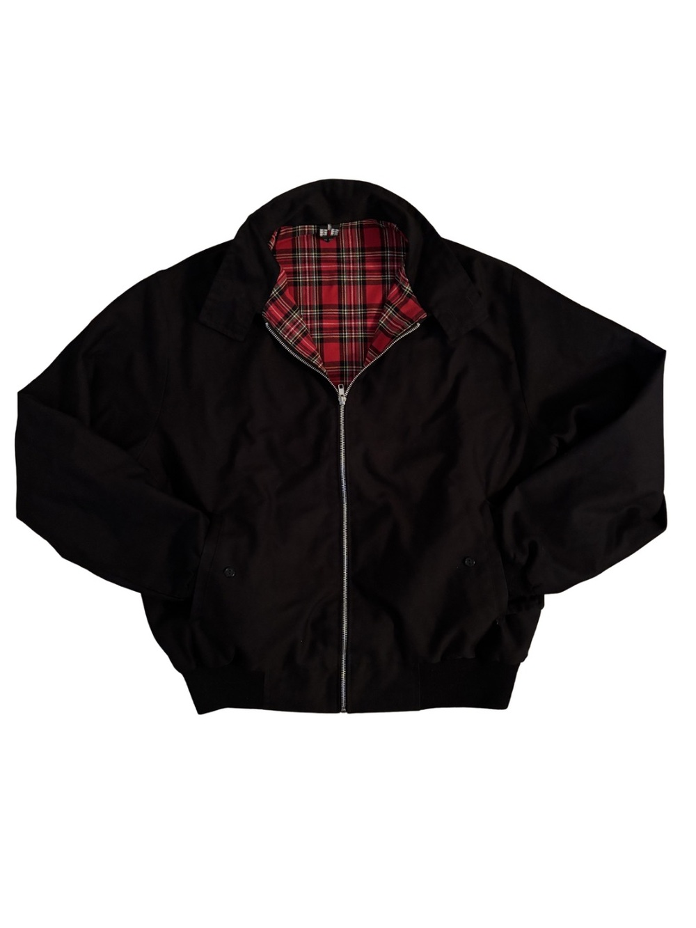 1990’s Black Zip Harrington Jacket with Red Tartan Lining